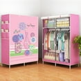 thumbnail image 3 of Kvago Portable Closet Wardrobe with Non-Woven Fabric Cover, Closet Storage Organizer, 2 Hanging Rods, Shelves, and Side Pockets, Pink, 3 of 7