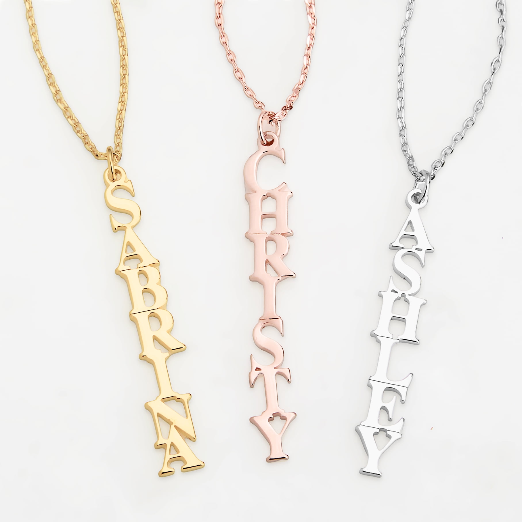 Personalized Planet Women's Uppercase Vertical Name Necklace