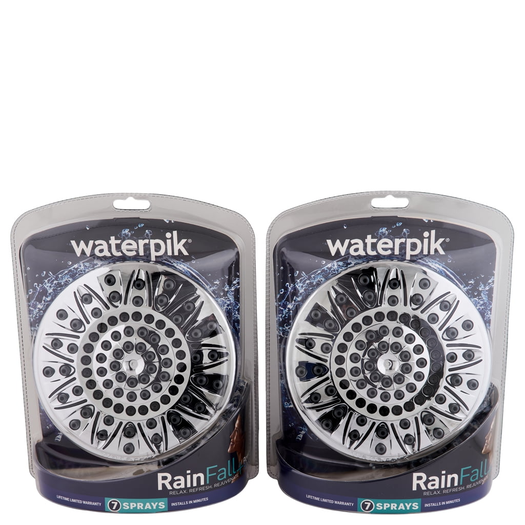 Waterpik Chrome 7 Mode RainFall+ Rain Shower Head 2 Ct