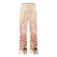 thumbnail image 4 of Casual Pants for Women Art Printed Pocket Elastic Waist Wide Leg Beach Fashion Casual Trousers, 4 of 4