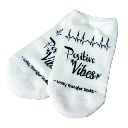

IVF Socks Positive Vibes with heart beat- IVF Lucky Transfer Socks Womens Medium No Show White