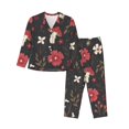 thumbnail image 1 of Fotbe Fly Agaric and Flowers Conjunto de Pijama de Manga Larga para Mujer con Estampado, Ropa de Dormir de 2 Piezas, Conjunto de Casa Suave y Cómodo con Bolsillos-Small, 1 of 7