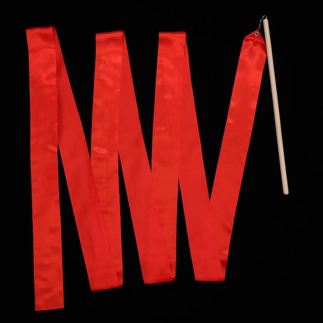 Mobutofu ribbons streamer Gymnastics Ribbon Satin Red Training Equipment Marching Band 2Pcs