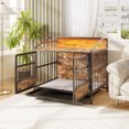thumbnail image 4 of Multi-Functional Furniture Style Dog Crate with Storage, 34.65" Large Wooden Kennel with 3-Door Access for Medium/Large Dogs, Brown, 4 of 9