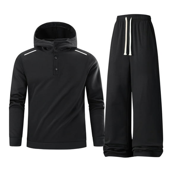 Xzbqbs Sweatsuits for Men Button Fleece Hoodie and Baggy Sweatpants Set Athletic Workout Track Suits 2 Piece Set Sweat Suit Outfits
