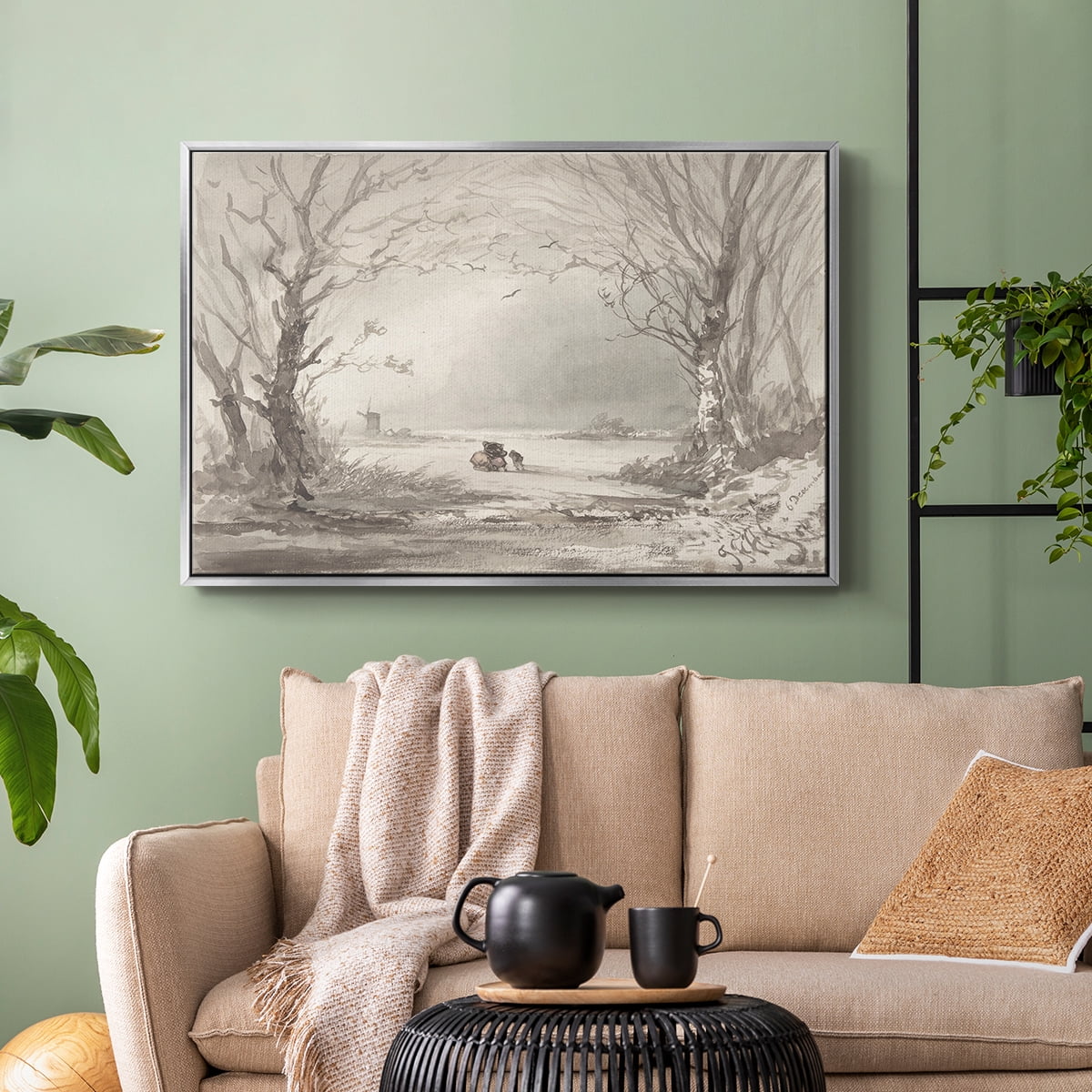 Vintage Landscape-CLXI By Wexford Home Framed in Silver Wood Gallery Wrapped Canvas 27 in. x 41 in.