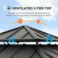 thumbnail image 4 of Sunjoy 11 x 11 ft Outdoor Wooden Gazebo Patio Steel Hardtop Gazebo with Cedar Frame and Ceiling Hook Wood Gazebo with 2-tier Metal Roof for Patios, Lawn, and Backyard, Brown, 4 of 11