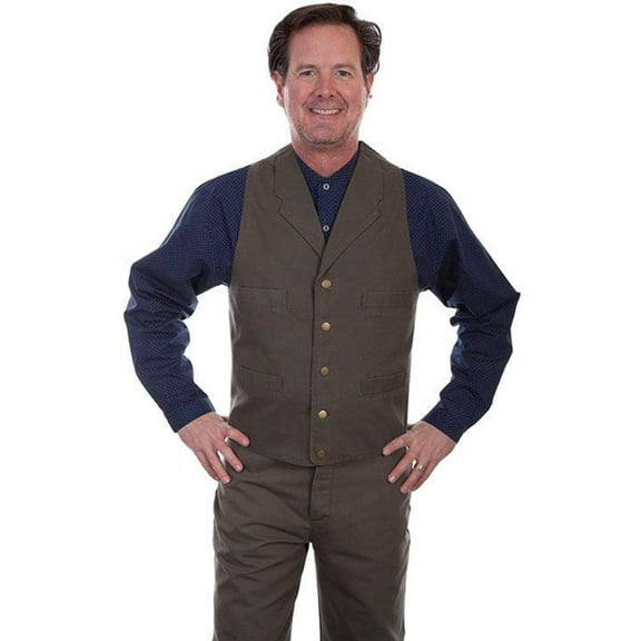 Scully Men's RW041 Cotton Canvas Vest, Khaki - XX-Large