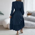 thumbnail image 5 of Cavosen Casual Dresses for Women Ruffle Crew Neck Empire Waist Evening Gowns Shirred Long Sleeve Elegant Dress, 5 of 7