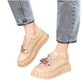 thumbnail image 4 of asdoklhq Sneakers for Women Women's Solid Bandage Sneakers Cozy Sports Flat Bottom Warm Casual Breathable Shoes Beige 36, 4 of 8