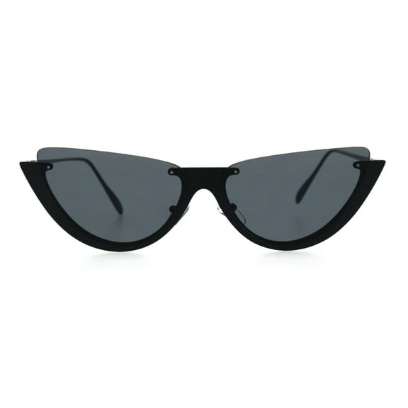 Womens Exposed Lens Crop Top Unique Vintage Goth Plastic Retro Sunglasses All Black