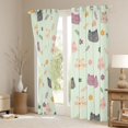 thumbnail image 3 of Manfei Funny Kitten Blackout Curtains Set of 2 (38x54 Each), Kawaii Blossoms Flower Living Room Curtains, Mint Green, 3 of 6