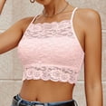 thumbnail image 2 of VNKIDY Womens High Neck Thin Spaghetti Strap Allover Floral Scalloped Lace Built In Pads Slim Fit Casual Bralette Camisole For Ladies Daily Shopping Underlayer Daily Wear M, 2 of 6