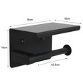 thumbnail image 4 of Portarrollos de papel higiénico adhesivo con estante Portarrollos de papel higiénico montado en la pared No se requiere taladrar Asiento de inodoro de acero inoxidable SUS 304, negro JFHHH pequeña, 4 of 4