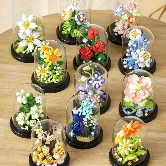 1021Pcs Flowers Bouquet Building Blocks Set Mini Bricks Flower Set DIY Sunflower Friends Sets Assembly Botanical Collection Bonsai Tree Valentine's Anniversaries Birthday Gift For Adults Women