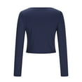 thumbnail image 6 of Aueoeo Women Shirts Basic Tight Athletic Wokout T-Shirt Trendy V Neck Going Out Tops Long Sleeve Lightweight Tops Navy XL, 6 of 8