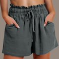 thumbnail image 4 of Women's Denim Shorts Womens Casual Solid Side Pockets Pants Shorts Elastic Waist Pockets Daily High Waist Shorts,Gray Women's Shorts XXL, 4 of 7