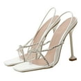 thumbnail image 1 of EQWLJWE Sandals Women 2022 Square Toe Solid Color Sandals Small Incense Wind Roman Women's Sandals, 1 of 2