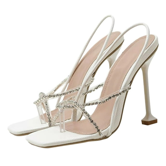 EQWLJWE Sandals Women 2022 Square Toe Solid Color Sandals Small Incense Wind Roman Women's Sandals