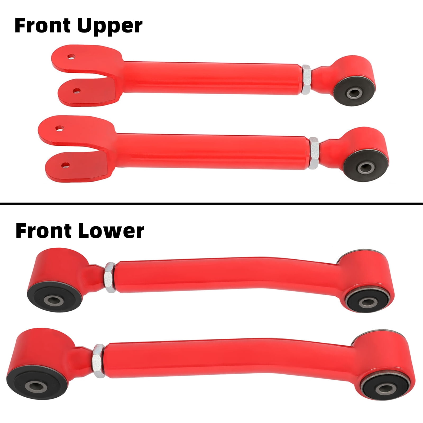 KOJEM 0-8" Lift Front Upper Control Arm Kit Fit for 1985-2006 Jeep Cherokee XJ Comanche MJ Grand Cherokee ZJ Wrangler LJ TJ Suspension Arm Kit Tubular Steel Powder Coated Red