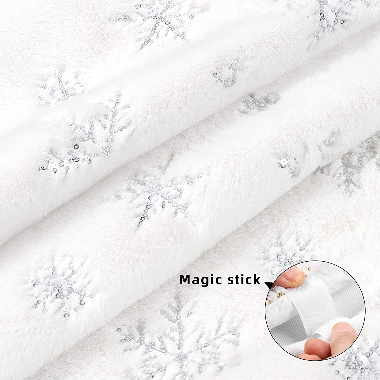 Lomyolo 30-Inch White Plush Christmas Tree Skirt photo 2