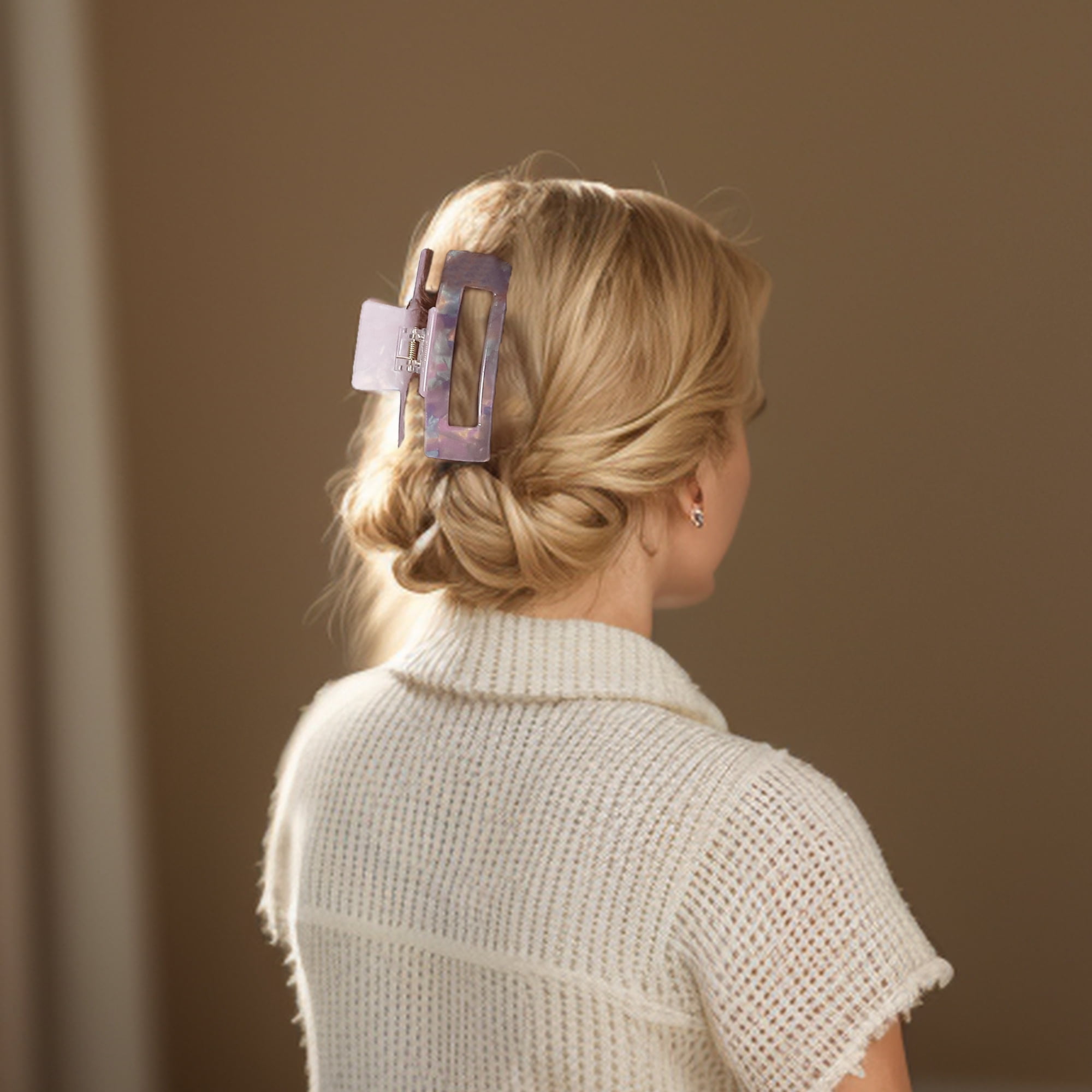 Unique Bargains Acetic Acid Tortoise Hair Claw Clips and Girls Purple