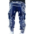 thumbnail image 2 of Frontwalk Mens Cargo Pants Drawstring Trousers Elastic Waist Bottoms Men Fashion Parachute Pant Pockets Navy Blue XL, 2 of 3
