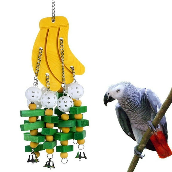 Walbest Parrot Building Block Toy Pet Bird Ladder Bite Chew Cage Decor (Banana Shape)