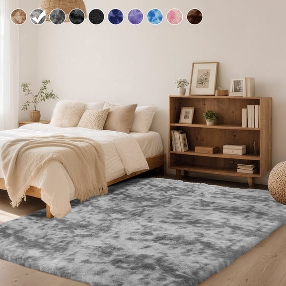 CozyDesg 4ft x 6ft Area Rugs, Soft Fluffy Area Rugs Floor Mat Floor Rugs for Living Room Bedroom Modern Decor Carpet, Light Gray