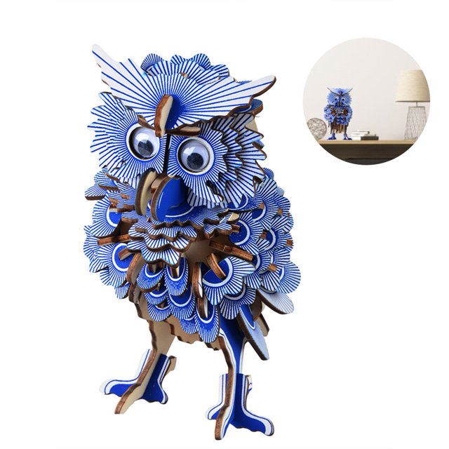 Juguete De Rompecabezas De Búho De Madera Modelo De Ensamblaje 3D Para Niños Adultos Regalo Educativo, Aprendizaje De Habilidades Divertidas, Adorno Fino Para Cualquier Ocasión