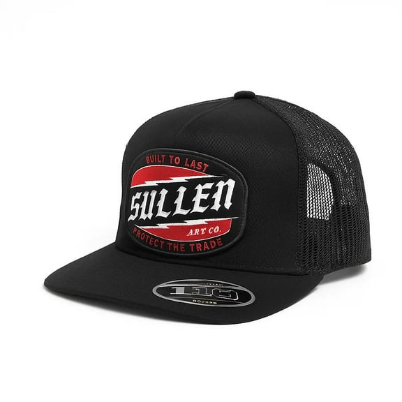 Sullen Slant 5-Panel High Crown Trucker Snapback Hat, Black, One Size