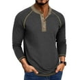 thumbnail image 2 of Xzbqbs Mens Henley Shirts Long Sleeve Button Down Casual Slim Fit Pullover Fashion Lightweight Soild Color V-Neck T Shirts for Men, 2 of 7