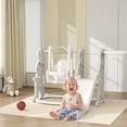thumbnail image 2 of 4 in 1 Toddler Playset with Slide Swing Climber Basketball Hoop Rabbit Theme for Ages 1.5 to 4 Years Gray, 2 of 7