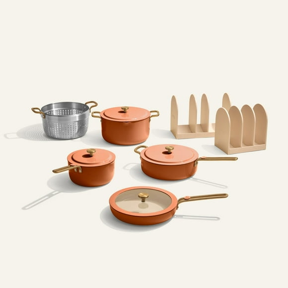 Our Place Essentials Cookware Set (11 piece) A non-toxic nonstick set with organized storage Terracotta