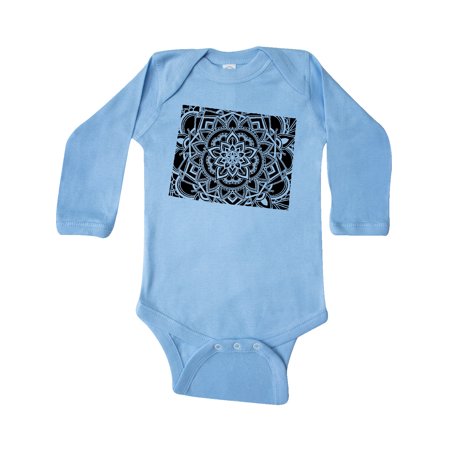 

Inktastic Wyoming Silhouette Mandala Gift Baby Boy or Baby Girl Long Sleeve Bodysuit