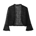 thumbnail image 5 of Luvior Women's Lace Shoulder Flared Sleeve Cardigan – Multicolor Everyday Lace Shrug with Trumpet Sleeves Black One Size, 5 of 5