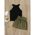 thumbnail image 4 of Qmyliery 2-Piece Girls Summer Outfits, Ribbed Off-Shoulder Tank Tops + Ruffle Skirt with Pockets for Kids, 9 Months to 5 Years, 4 of 8