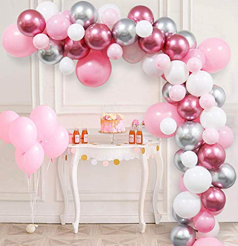12" Pink Purple Red Plain Latex Balloons Matching Ribbon RIBON Birthday Decor 
