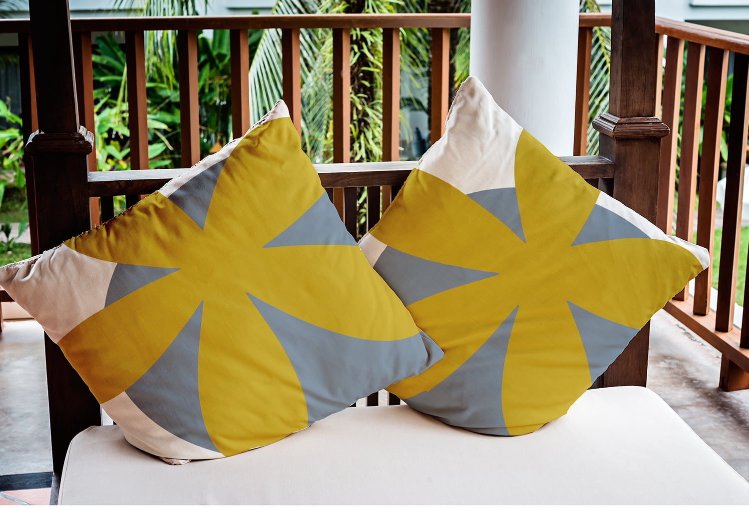 20" x 20" Simply Daisy Bold Flower Indoor/Outdoor Pillow, Mustard Yellow Qty 1
