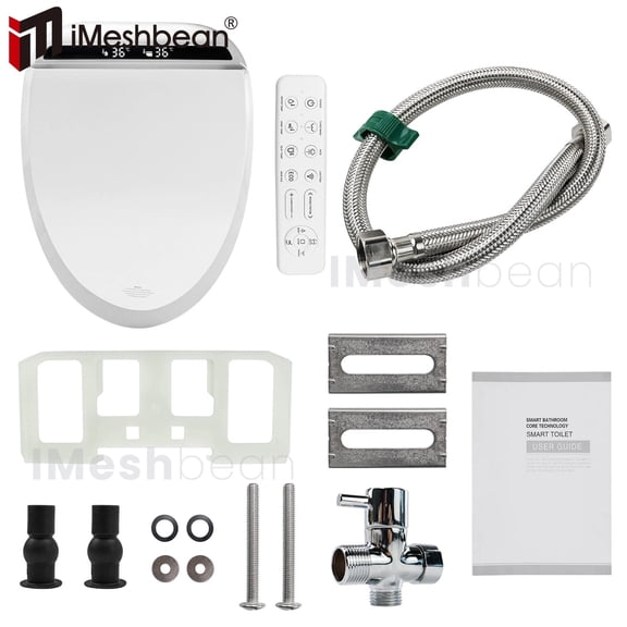 iMeshbean Electric Bidet Toilet Seat, Elongated Smart Heated Bidet, LCD Auto Flush w/ Night Light