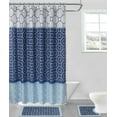 thumbnail image 2 of Set of 15 pieces Diamond Navy Light Blue High Quality for Bathroom Toilet Rug 17" x 18",Bath Mat 18" x 30" Non slip, 1 shower curtain 70" x 72", 12 rings covered Machine Wash, 2 of 2
