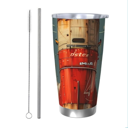 

Cauagu Rusty Rocket Launch Pattern 20oz Tumbler Stainless Steel Vacuum Insulated Tumbler with Lid Insulated Coffee Mug Thermal Cup with Splash Proof Sliding Lid-Straw Two-piece Set