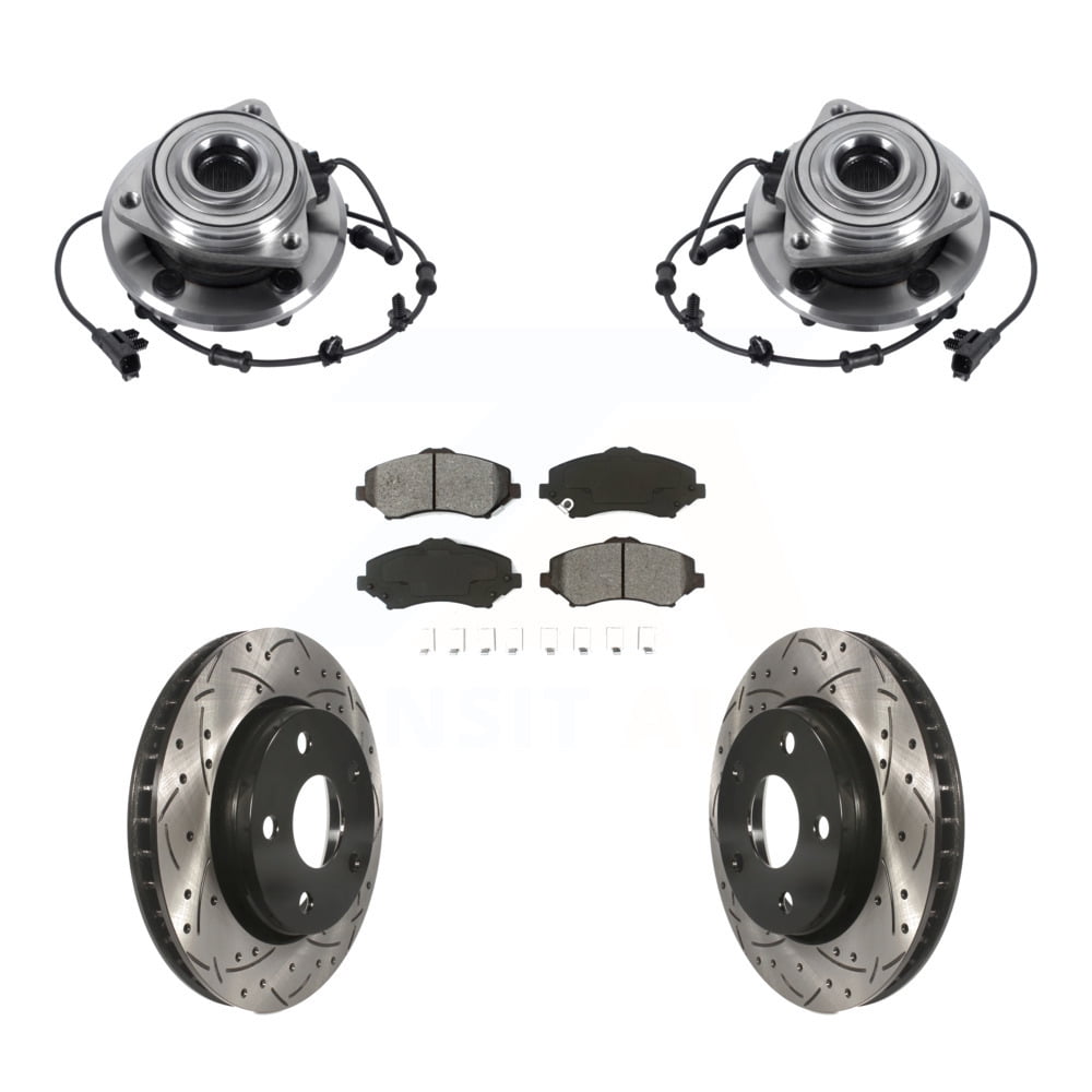 Transit Auto - Front Hub Bearing Assembly With Coated Drilled Slotted Disc  Brake Rotors And Semi-Metallic Pads Kit For Jeep Wrangler JK KBB-113610 |  Walmart Canada