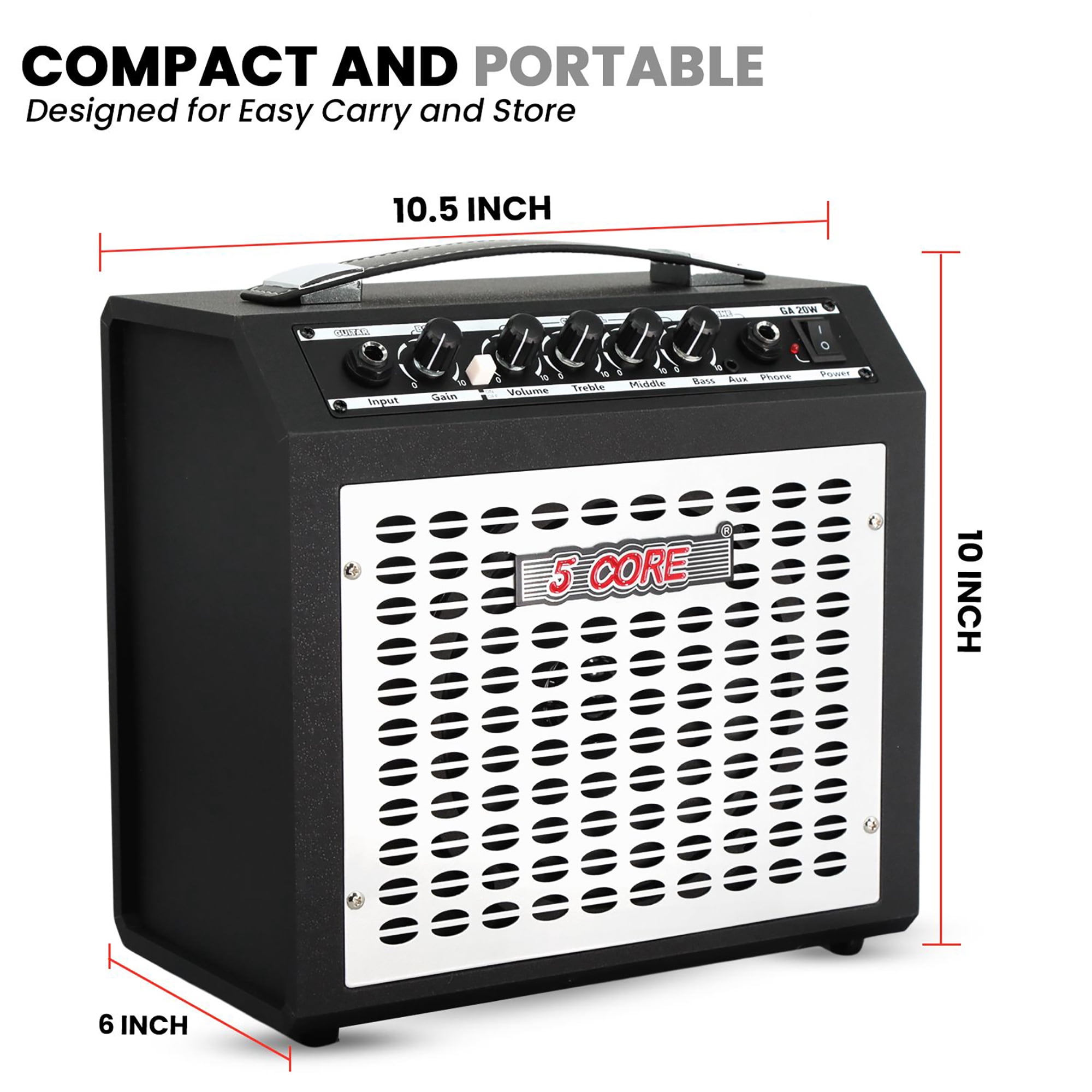 Mini 20W Guitar Amplifier with Speaker & Headphone Jack