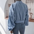 thumbnail image 2 of SWSMCLT Women's Long Sleeve Jacket Winter Coat Spring Thick Top Snow Crop Vintage Corduroy Soft Fall Button Dark Blue X-Large, 2 of 5