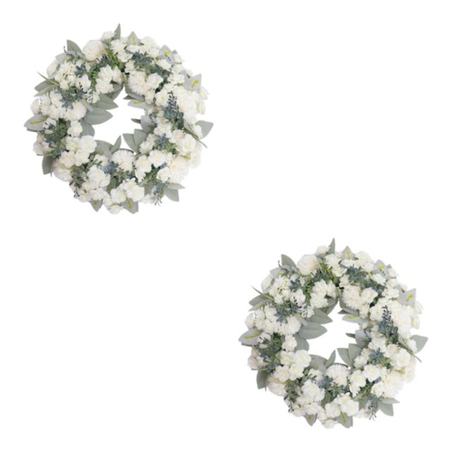 Guardoinrt Couronne Florale Ornements Suspendus pour Porte d'Entrée Accessoires Photo Extérieurs Blanc 40cm 2Set