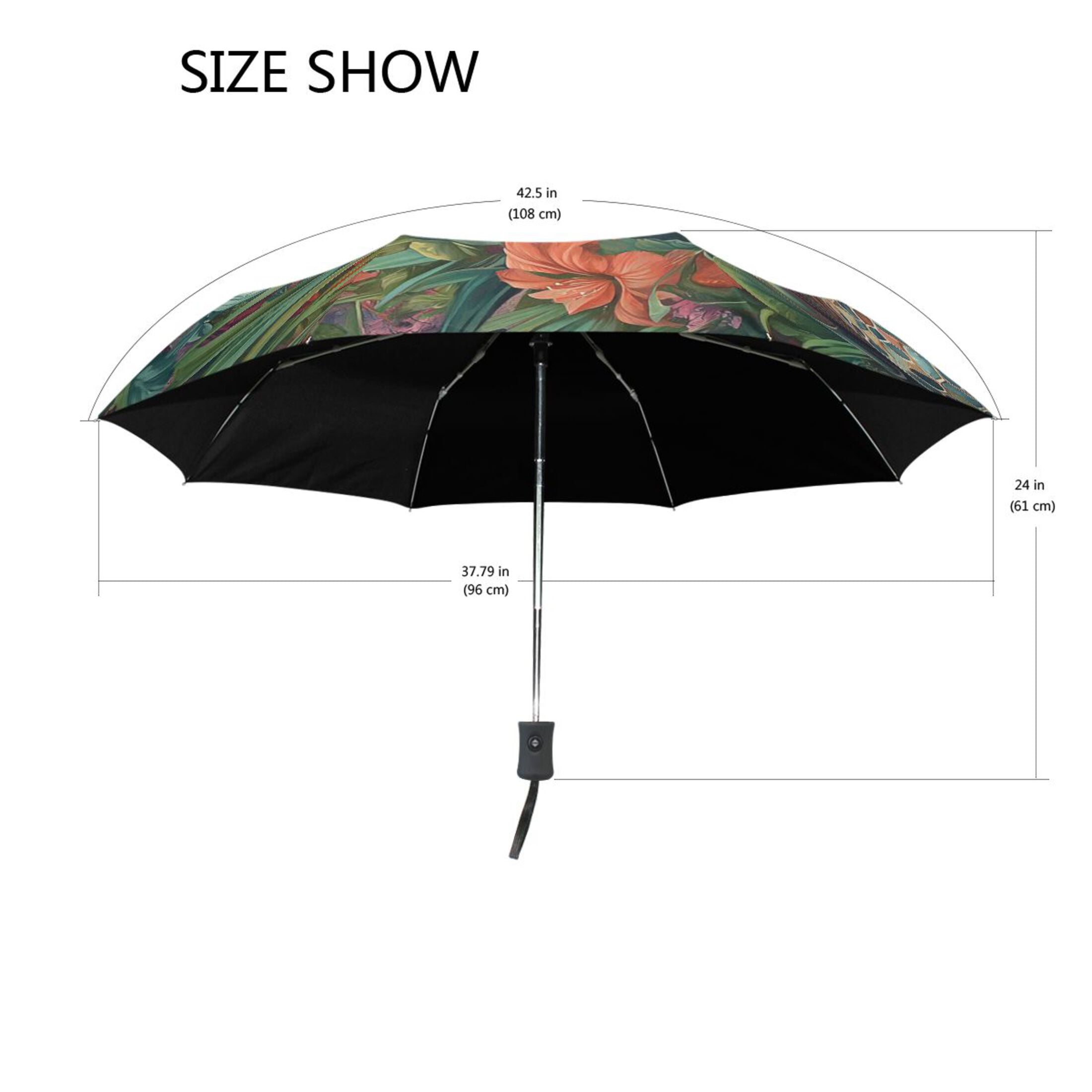 YAZAOO One-Touch Auto Open Close Rain Umbrella With Creative Turtle in A Tropical Paradise Pattern