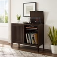 thumbnail image 4 of Maykoosh Renaissance Revival Record Storage Media Console with Slatted Sliding Doors, Dark Brown, 18"D x 42.13"W x 34.63"H, Cable Management Holes, Rustic Record Storage Cabinet Console, 4 of 6