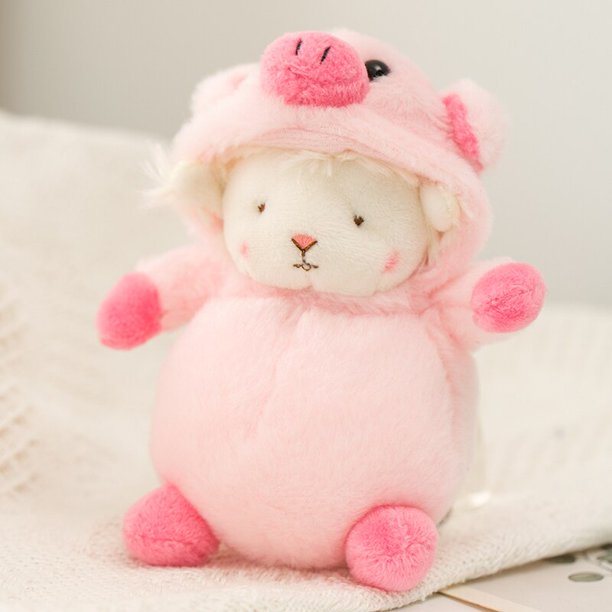 Kawaii Sheep Cosplay Panda Rabbit Pig Bear Duck Frog Plush Pendants Stuffed Animals Doll Soft Baby Toys for Kids Girls Giftpig Deng Xun unisex