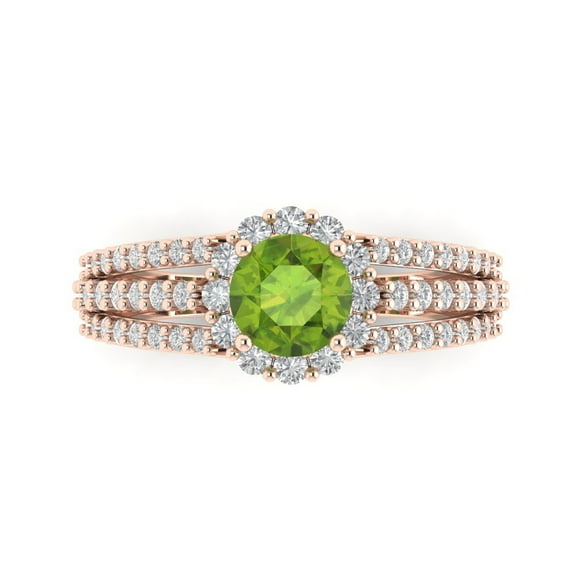 Halo Engagement Ring for Women - 1.83ct Natural Peridot in 14K Rose Gold Promise Ring